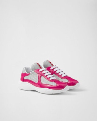 Prada America's Cup Biker Fabric Sneakers Peony Pink