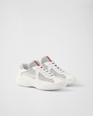 Prada America's Cup Biker Fabric Sneakers White/Silver