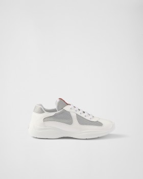 Prada America's Cup Biker Fabric Sneakers White/Silver