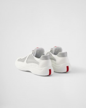Prada America's Cup Biker Fabric Sneakers White/Silver