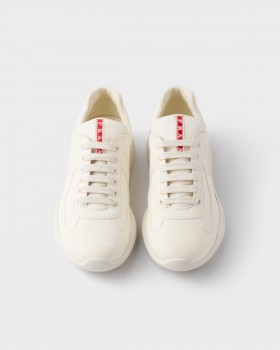Prada America's Cup Nappa Leather Sneakers Ivory