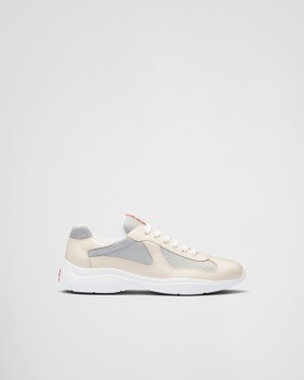 Prada America's Cup Patent Leather And Bike Fabric Sneakers Ivory/Silver