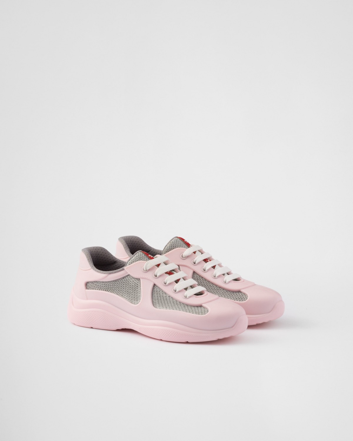 Prada America's Cup Soft Rubber And Bike Fabric Sneakers Alabaster Pink