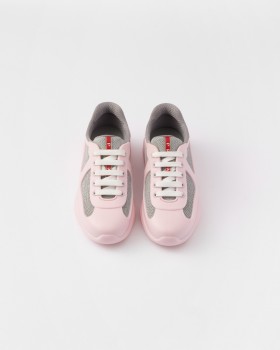 Prada America's Cup Soft Rubber And Bike Fabric Sneakers Alabaster Pink