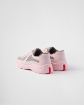 Prada America's Cup Soft Rubber And Bike Fabric Sneakers Alabaster Pink