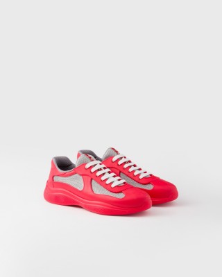 Prada America's Cup Soft Rubber And Bike Fabric Sneakers Red