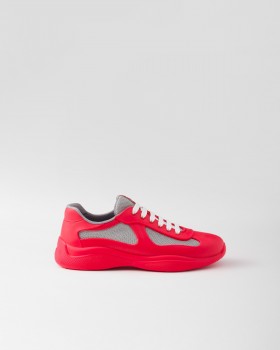 Prada America's Cup Soft Rubber And Bike Fabric Sneakers Red