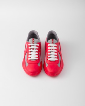 Prada America's Cup Soft Rubber And Bike Fabric Sneakers Red