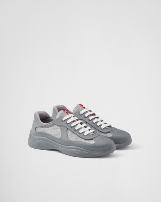 Prada America's Cup Soft Rubber And Bike Fabric Sneakers Steel Gray