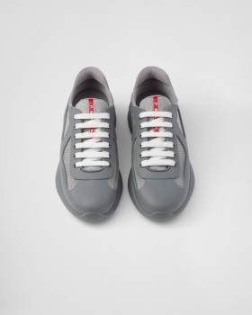 Prada America's Cup Soft Rubber And Bike Fabric Sneakers Steel Gray