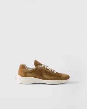 Prada America's Cup Suede Sneakers Cinnamon