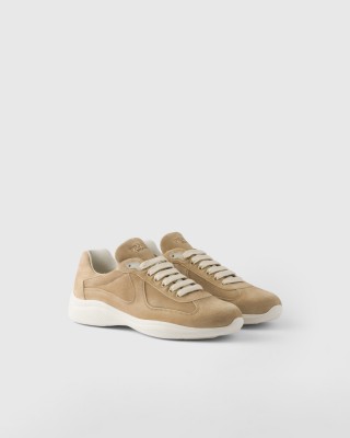 Prada America's Cup Suede Sneakers Ecru