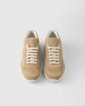 Prada America's Cup Suede Sneakers Ecru