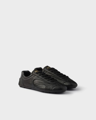 Prada Antiqued Nappa Leather Sneakers Black