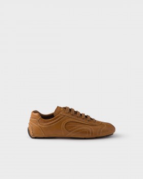 Prada Antiqued Nappa Leather Sneakers Caramel