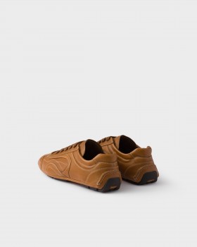 Prada Antiqued Nappa Leather Sneakers Caramel