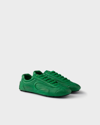 Prada Antiqued Nappa Leather Sneakers Green