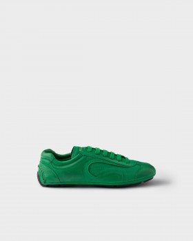 Prada Antiqued Nappa Leather Sneakers Green