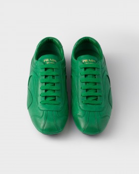Prada Antiqued Nappa Leather Sneakers Green