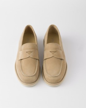 Prada Bleached Suede Loafers Ecru