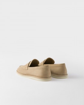 Prada Bleached Suede Loafers Ecru