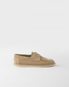 Prada Bleached Suede Loafers Ecru