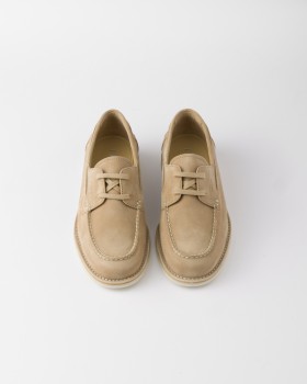 Prada Bleached Suede Loafers Ecru