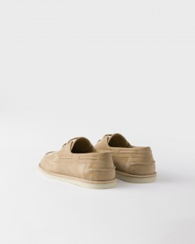 Prada Bleached Suede Loafers Ecru