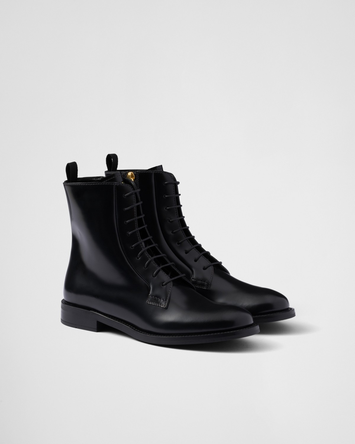 Prada Brushed Leather Ankle Boots Black