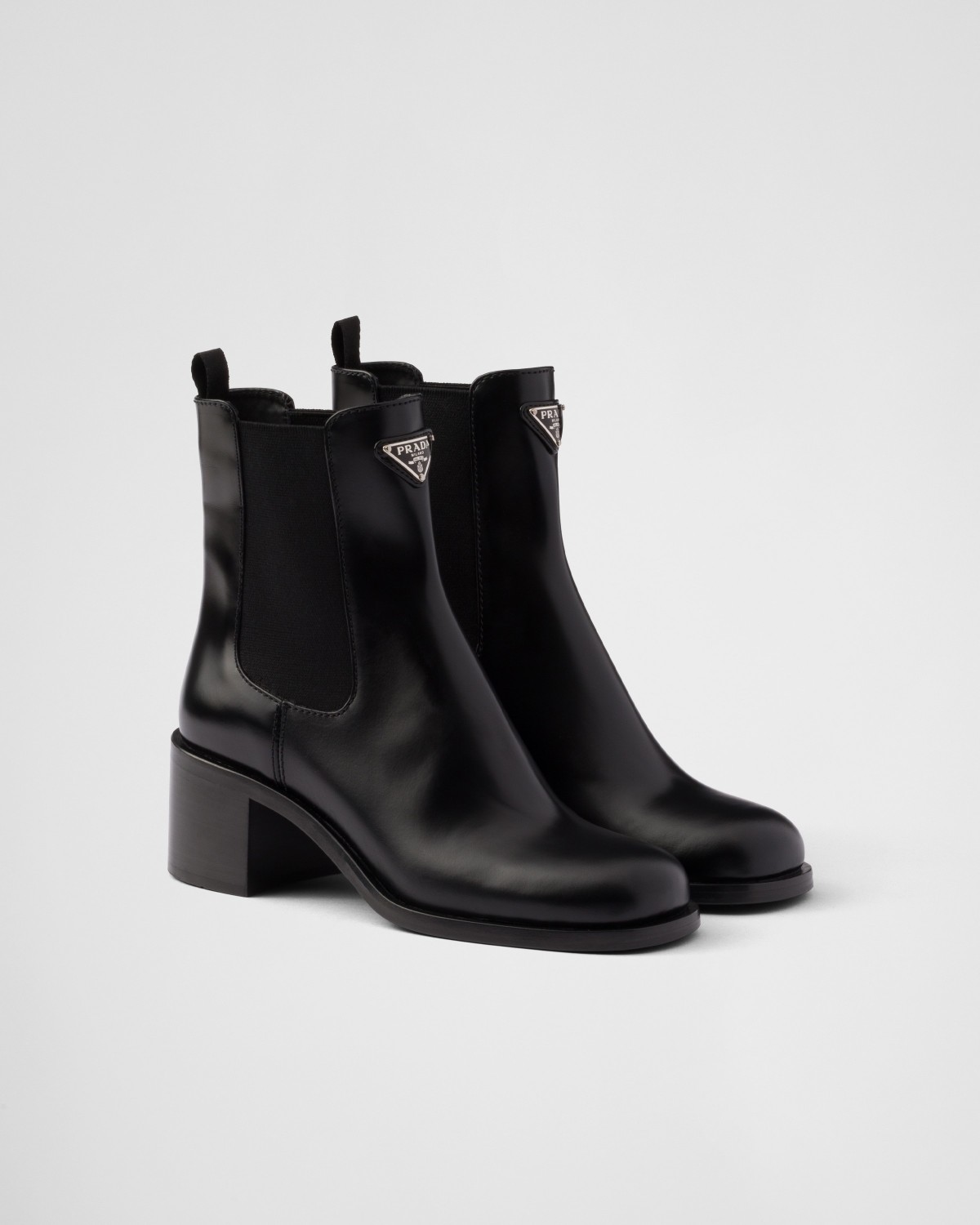 Prada Brushed Leather Booties Black