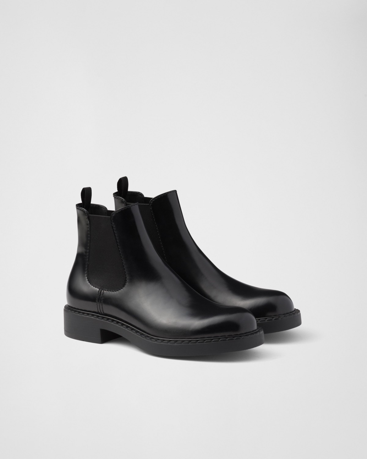 Prada Brushed Leather Chelsea Boots Black