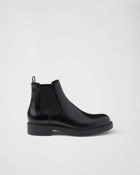 Prada Brushed Leather Chelsea Boots Black