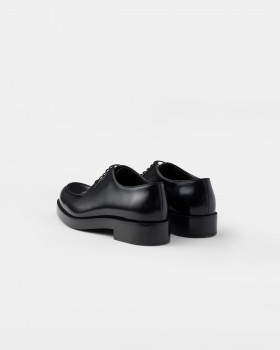 Prada Brushed Leather Derby Shoes Black