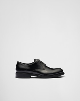Prada Brushed Leather Lace-up Shoes Black