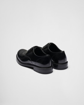 Prada Brushed Leather Lace-up Shoes Black