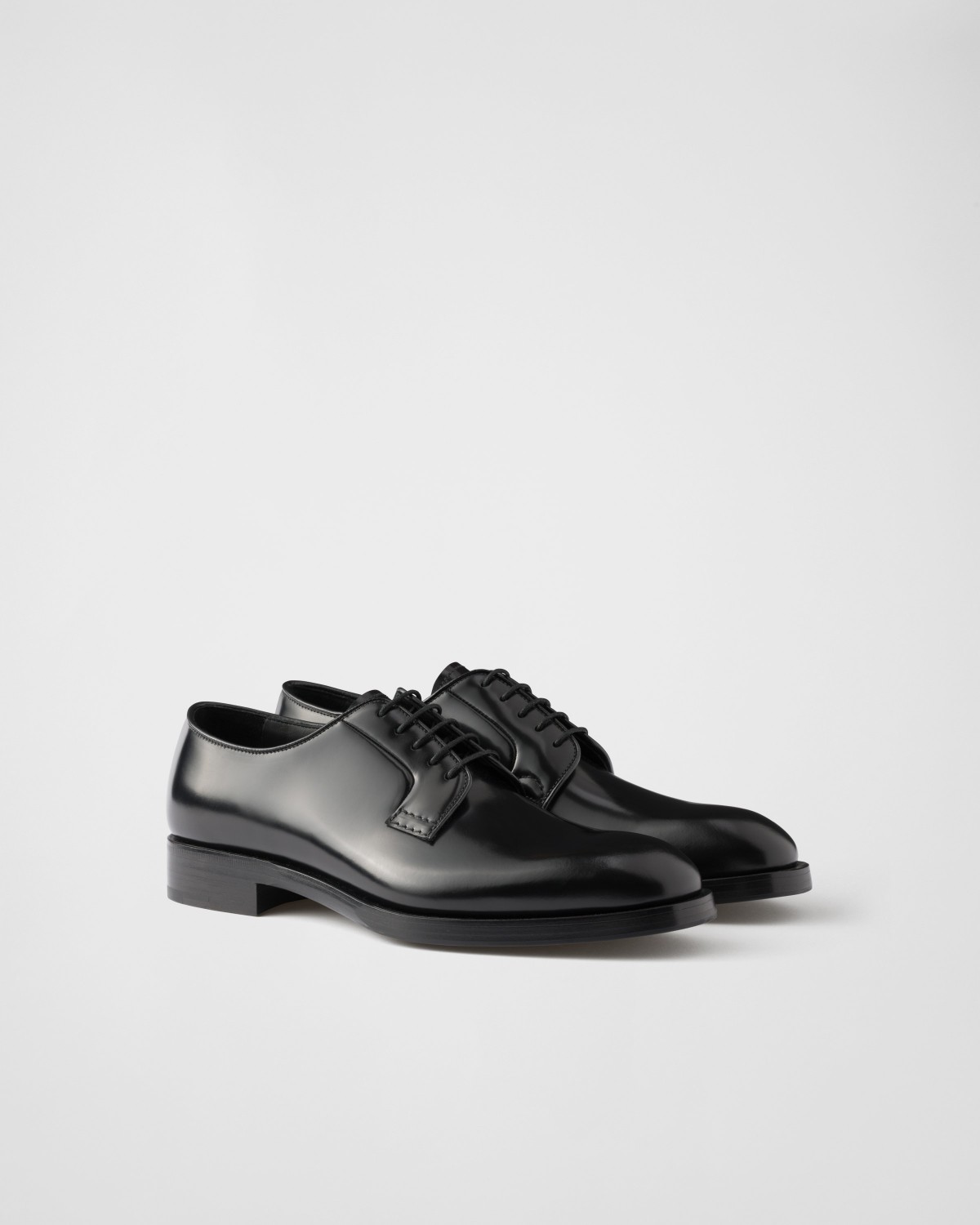 Prada Brushed Leather Lace-up Shoes Black