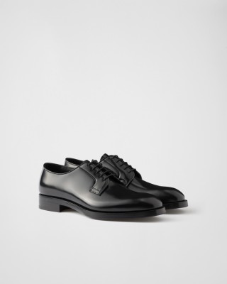 Prada Brushed Leather Lace-up Shoes Black