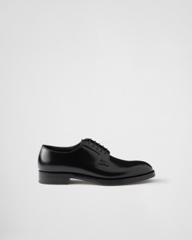 Prada Brushed Leather Lace-up Shoes Black