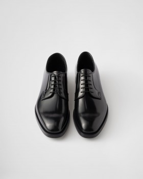 Prada Brushed Leather Lace-up Shoes Black