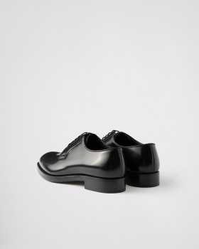 Prada Brushed Leather Lace-up Shoes Black
