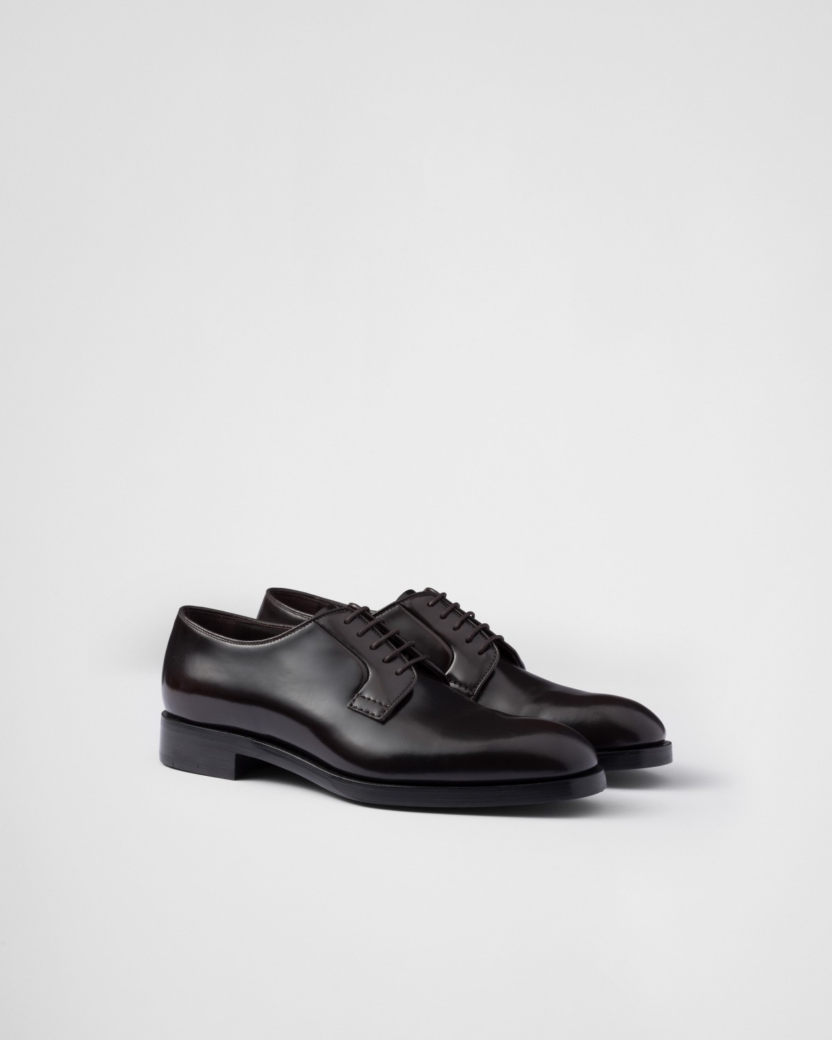 Prada Brushed Leather Lace-up Shoes Ebony
