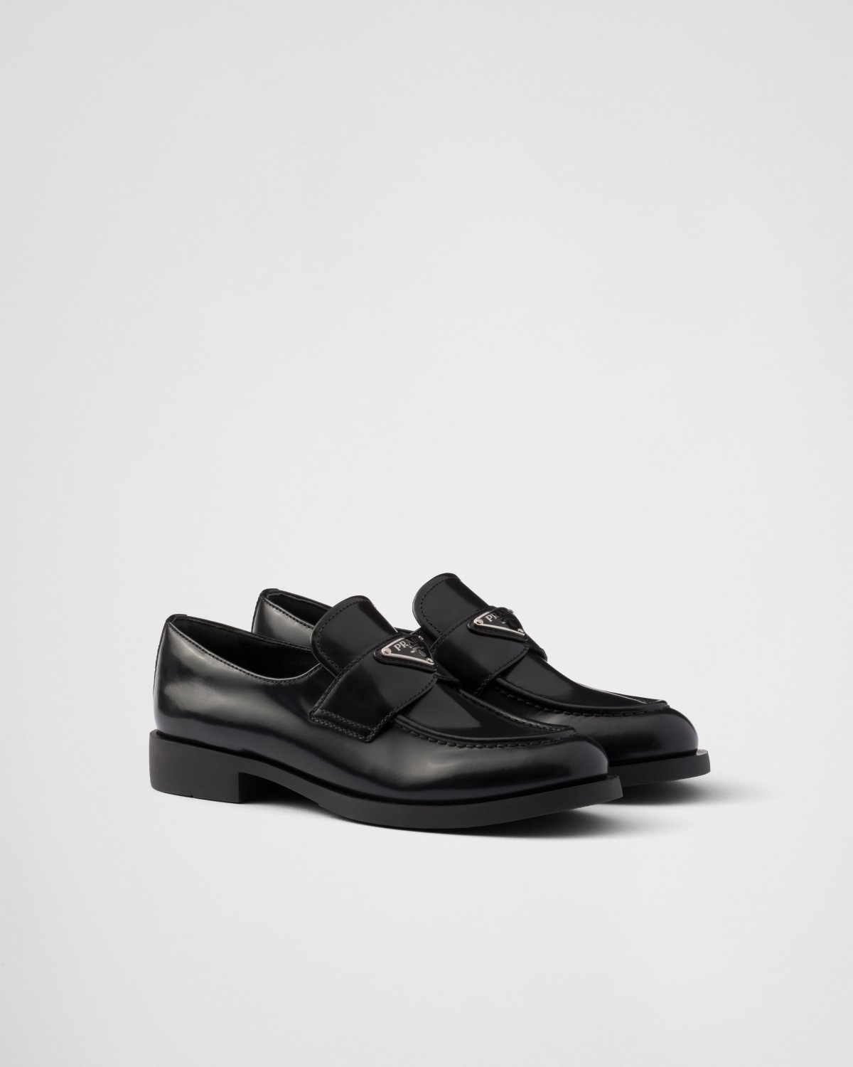 Prada Brushed Leather Loafers Black