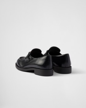 Prada Brushed Leather Loafers Black