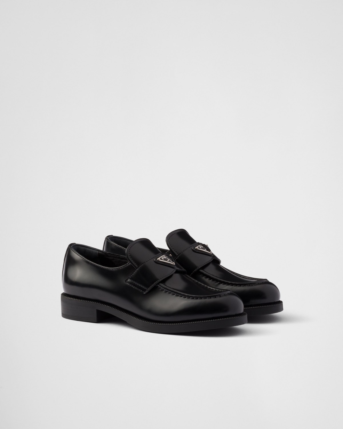 Prada Brushed Leather Loafers Black