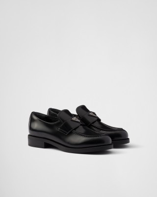 Prada Brushed Leather Loafers Black