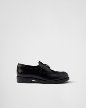 Prada Brushed Leather Loafers Black
