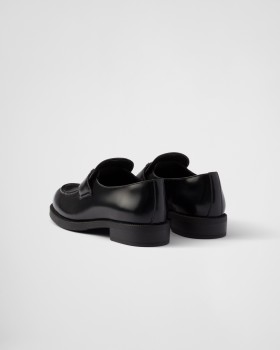 Prada Brushed Leather Loafers Black