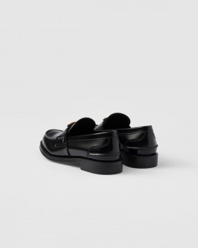 Prada Brushed Leather Loafers Black