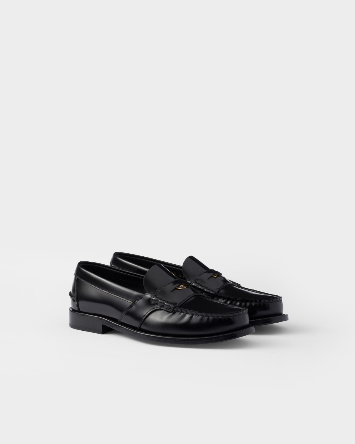 Prada Brushed Leather Loafers Black