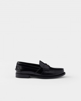 Prada Brushed Leather Loafers Black